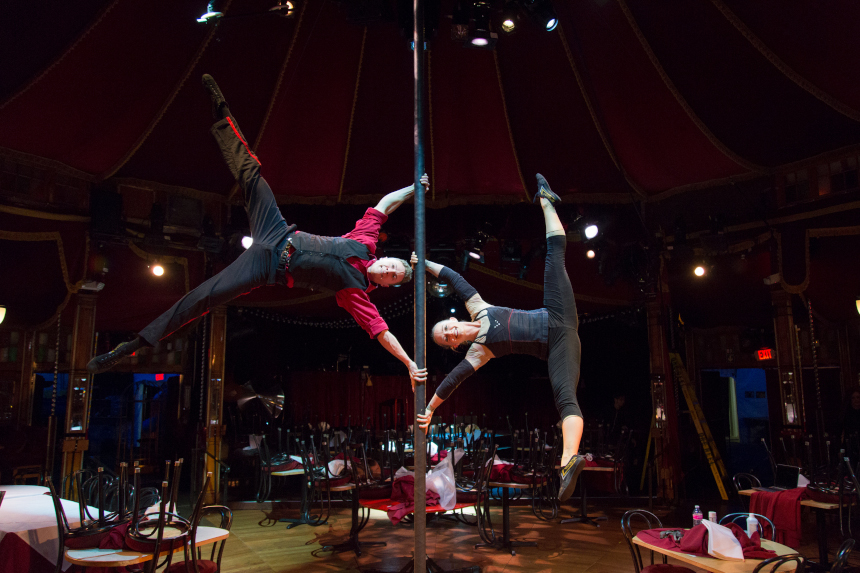 Rachel and I doing human flags